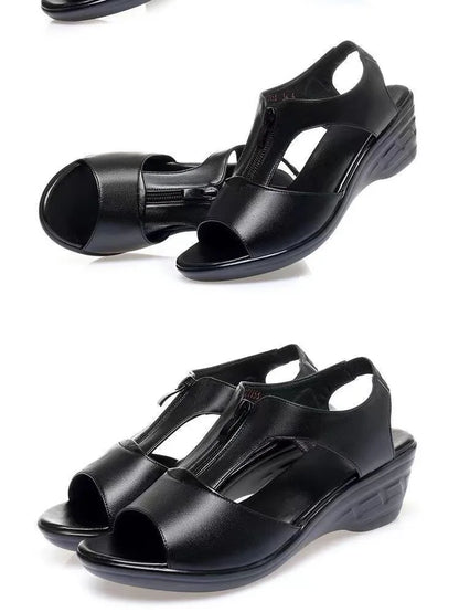Zipper Wedge Sandals Plus Size 2024 Summer Women Sandals Flat Women Shoes  Ladies Roman Sandals