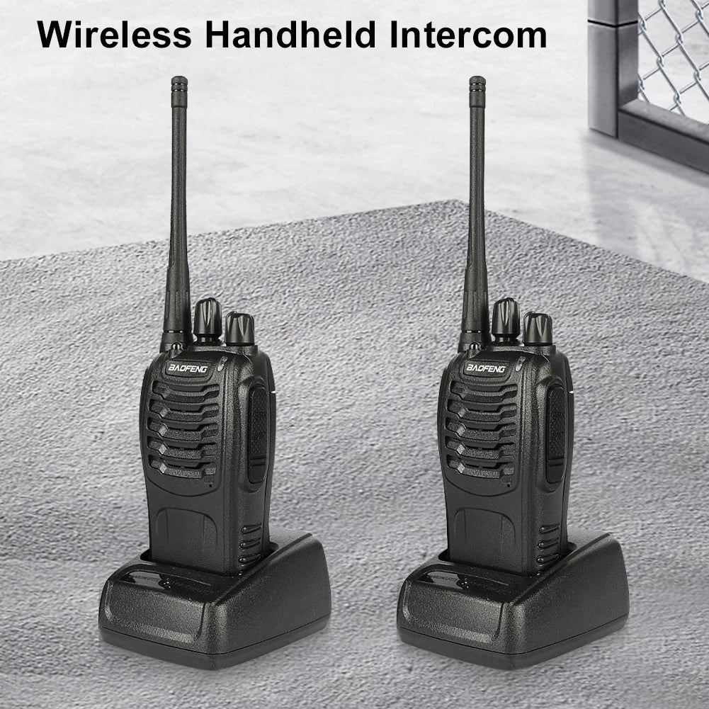 2PCS BF-888S Wireless Walkie Talkie with Earphones Dual Band Walkie Talkie Ham Two Way Radio for Civil Hotel Construction Site
