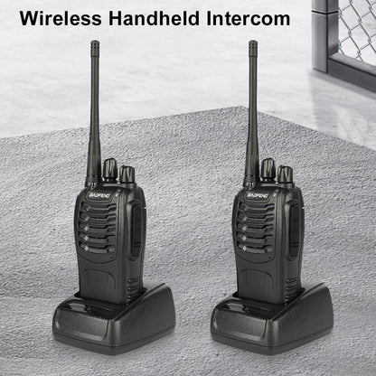 2PCS BF-888S Wireless Walkie Talkie with Earphones Dual Band Walkie Talkie Ham Two Way Radio for Civil Hotel Construction Site