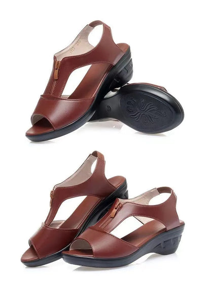 Zipper Wedge Sandals Plus Size 2024 Summer Women Sandals Flat Women Shoes  Ladies Roman Sandals