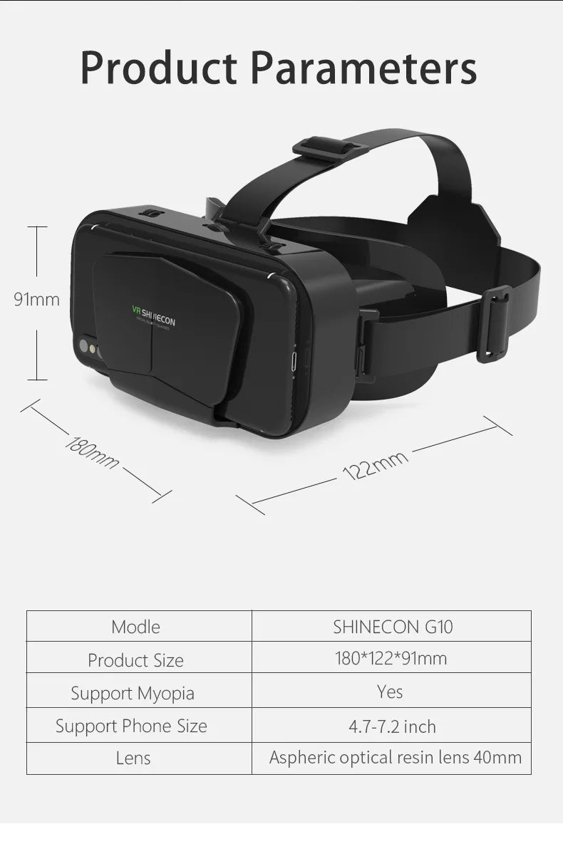 Shinecon VR Glasses 3D Headset Virtual Reality Devices Helmet Viar Lenses Goggle Smartphone Cell Phone Smart Games Mobile Viewer