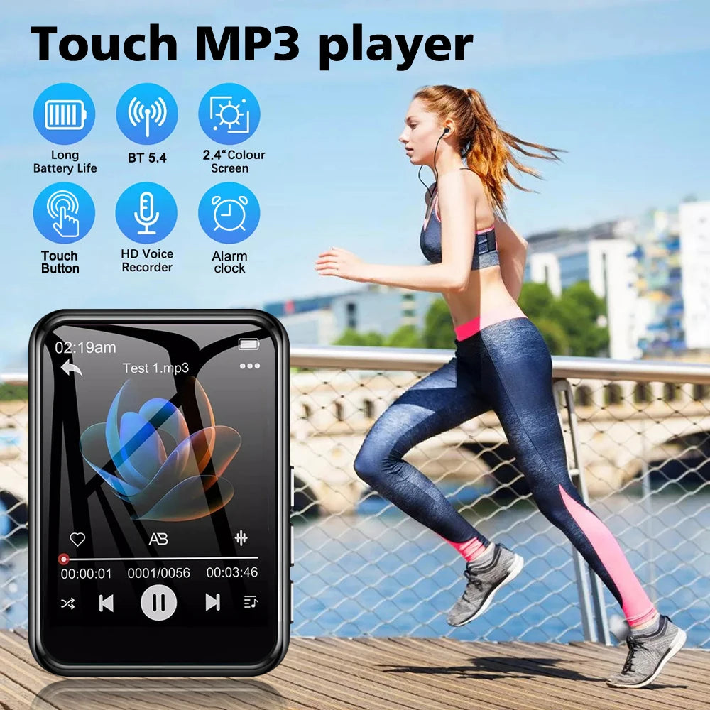 128G MP3 Player Bluetooth 5.4 HiFi MP3 Music Player Built-in Speaker 2.4inch Touch Screen MP4 Player with E-book/Video Recording