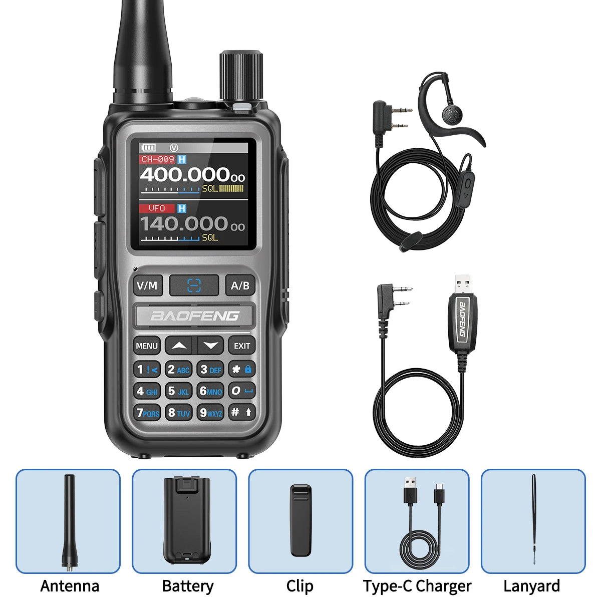 2PCS Baofeng UV-5R Mini Walkie Talkie NOAA Bluetooth Programming USB-C Charging AM Wireless Copy Frequency Full Band FM Two Way