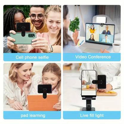 Mini Selfie Fill Light 3 Color Modes Adjustable Brightness Rechargeable Clip on Mobile Phones Computers Photography LED Lights