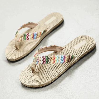 Summer Woven Flip-flops for Women Fashion Casual Flat Anti-slip Slippers Ladies Beach Shoes Indoor House Slides Pantuflas Mujer