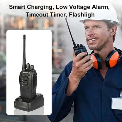 2PCS BF-888S Wireless Walkie Talkie with Earphones Dual Band Walkie Talkie Ham Two Way Radio for Civil Hotel Construction Site