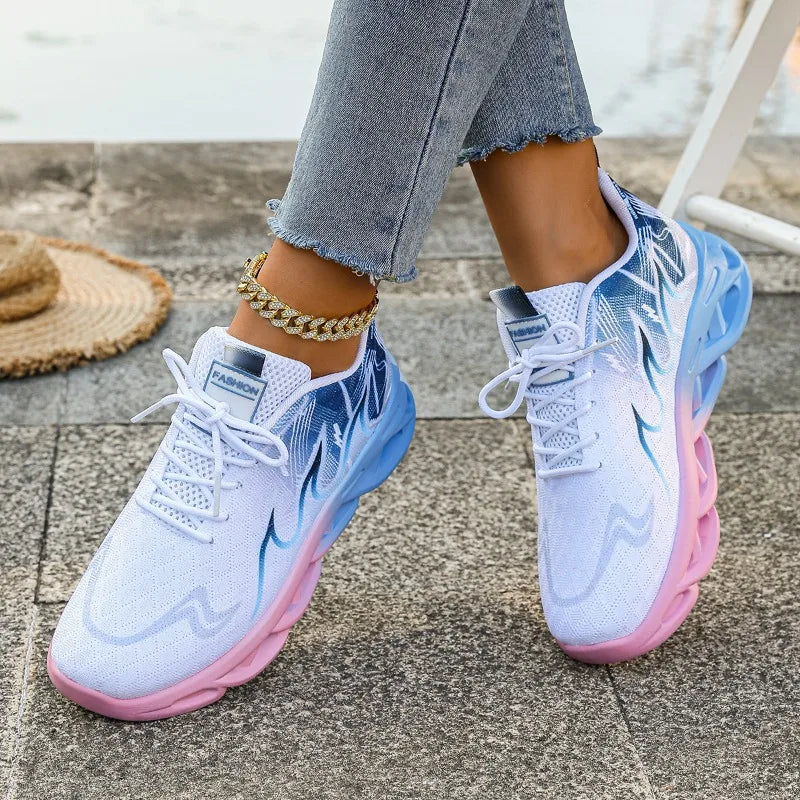 Women's Sneakers 2025 New Fashion Breathable Trainers Comfortable Sneakers Women Mesh Fabric Lace Up Female Footwear Women Shoes