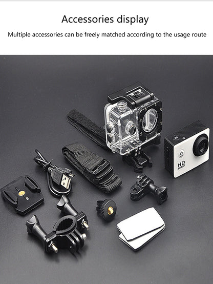 Outdoor Sports Camera,waterproof Diving Bike Recorder,DV Panoramic 2 Inch Screen Car Recorder,HD Mini Multi-function Camera