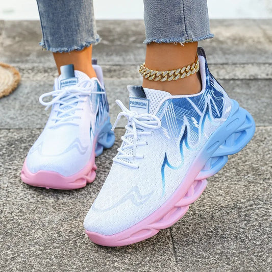 Women's Sneakers 2025 New Fashion Breathable Trainers Comfortable Sneakers Women Mesh Fabric Lace Up Female Footwear Women Shoes