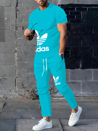 2025Hot-Selling Summer T-Shirt Pants Set Casual Brand Fitness Jogger Pants T Shirts Hip hop Fashicon Men'sTracksuit