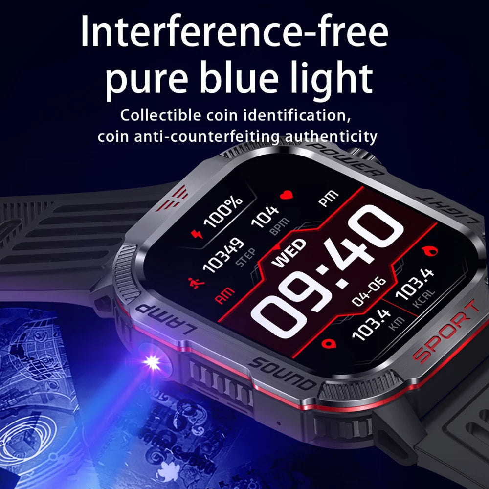 New For Huawei Xiaomi Military GPS Smart Watch Men Flashlight Compass Waterproof Outdoor Sport Tracker Bluetooth Call Smartwatch