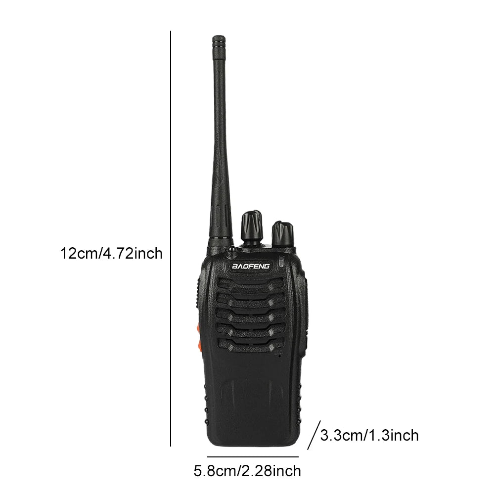 2PCS BF-888S Wireless Walkie Talkie with Earphones Dual Band Walkie Talkie Ham Two Way Radio for Civil Hotel Construction Site