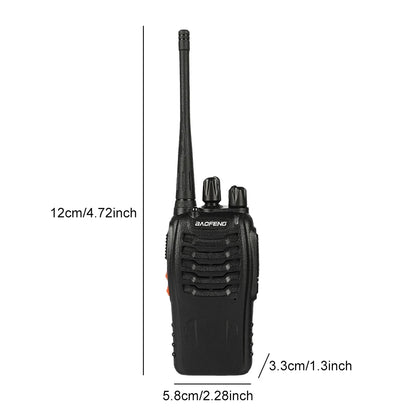 2PCS BF-888S Wireless Walkie Talkie with Earphones Dual Band Walkie Talkie Ham Two Way Radio for Civil Hotel Construction Site