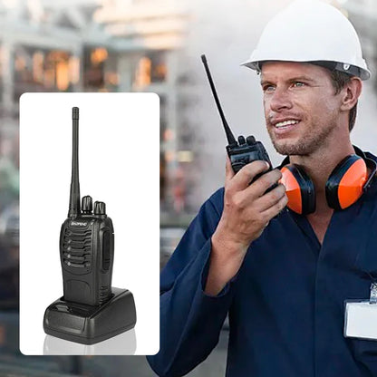 2PCS BF-888S Wireless Walkie Talkie with Earphones Dual Band Walkie Talkie Ham Two Way Radio for Civil Hotel Construction Site