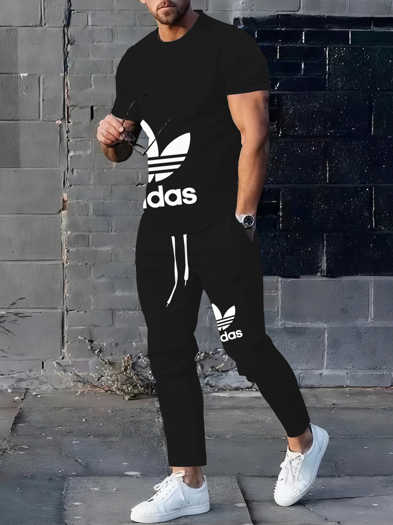 2025Hot-Selling Summer T-Shirt Pants Set Casual Brand Fitness Jogger Pants T Shirts Hip hop Fashicon Men'sTracksuit