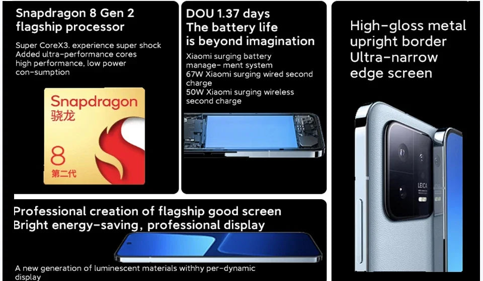 Xiaomi 13 5G Smartphone HyperOS 2.0 67W charge 4500mAh battery capacity celular IP68 full screen unlocked used phone no charger