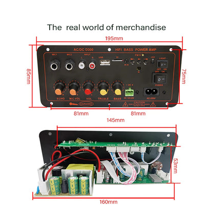 600W Bluetooth 5.0 Audio Amplifier Board D300 Dual Microphone Subwoofer Amplifier Module DC12V 24V 1CH HIFI Stereo Power AMP