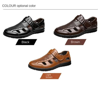 Genuine Leather Summer Special Offer Men's Business Casual Hollow Work with Holes Leather Sandals Men's Work Hole Sandals
