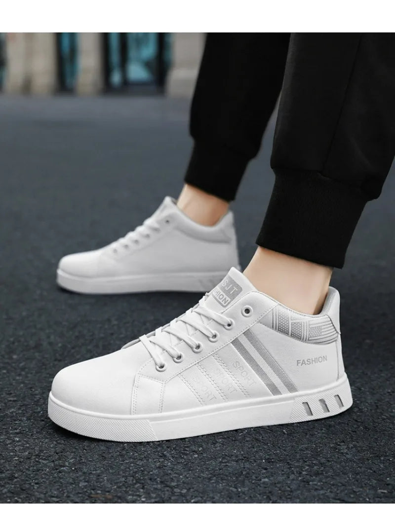 2024 New Men's Sneakers Brand Men Leather High-Top Skateboarding Shoes Breathable Hip hop Shoes Street Shoe Zapatos Para Hombres
