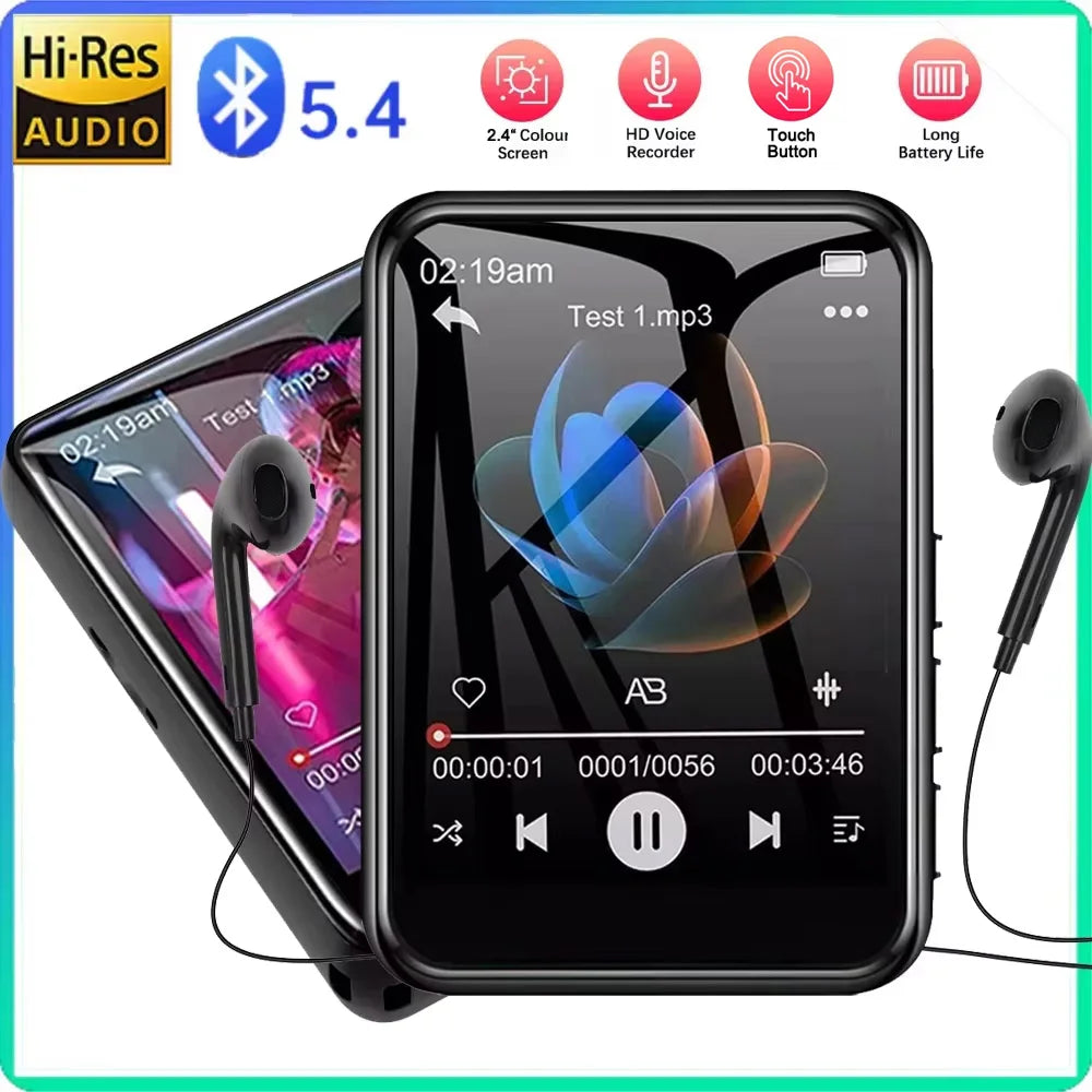 128G MP3 Player Bluetooth 5.4 HiFi MP3 Music Player Built-in Speaker 2.4inch Touch Screen MP4 Player with E-book/Video Recording