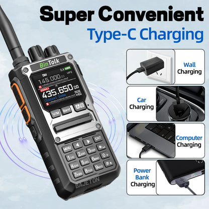 BAJETON BJ-7800 Walkie Talkie Long Range SW MW LW AM SSB CB 10W Receive Wireless Bluetooth Phone Programming NOAA Two Way Radio