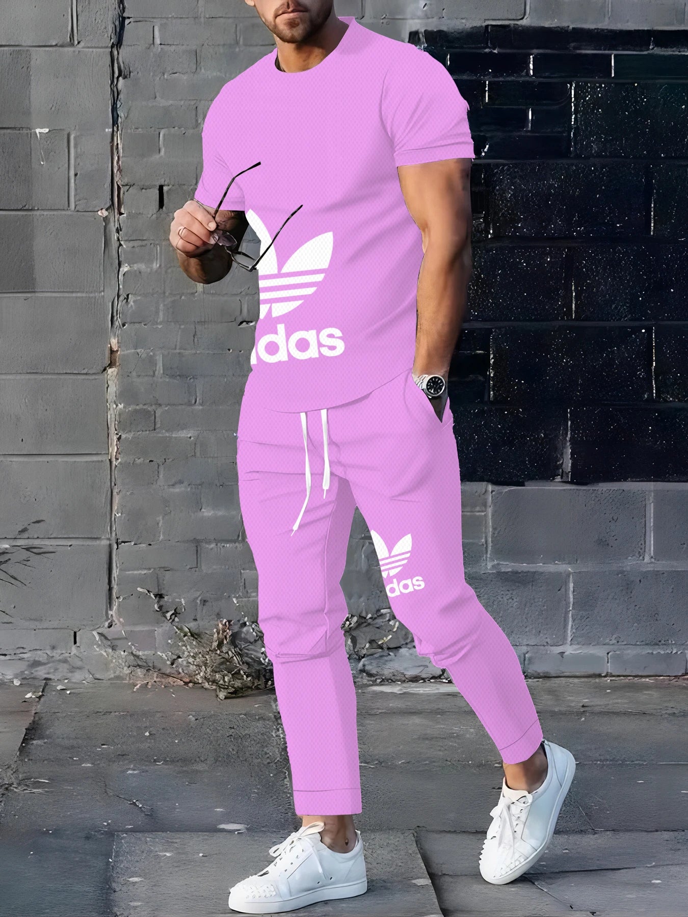 2025Hot-Selling Summer T-Shirt Pants Set Casual Brand Fitness Jogger Pants T Shirts Hip hop Fashicon Men'sTracksuit