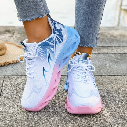 Women's Sneakers 2025 New Fashion Breathable Trainers Comfortable Sneakers Women Mesh Fabric Lace Up Female Footwear Women Shoes