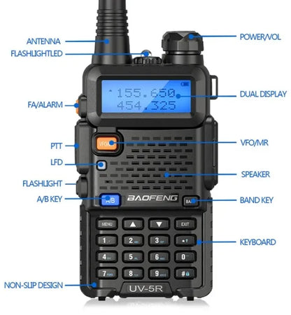 BAOFENG 5W UV-5R Dual Band VHF/UHF 136-174MHz & 400-520MHz FM Portable Two Way Radio Handheld Walkie Talkie