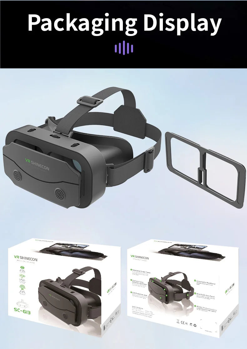 Shinecon VR Glasses 3D Headset Virtual Reality Devices Helmet Viar Lenses Goggle Smartphone Cell Phone Smart Games Mobile Viewer