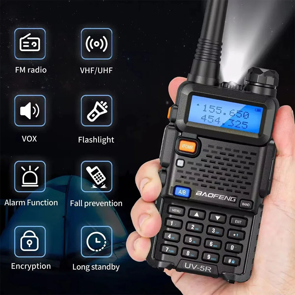 BAOFENG 5W UV-5R Dual Band VHF/UHF 136-174MHz & 400-520MHz FM Portable Two Way Radio Handheld Walkie Talkie