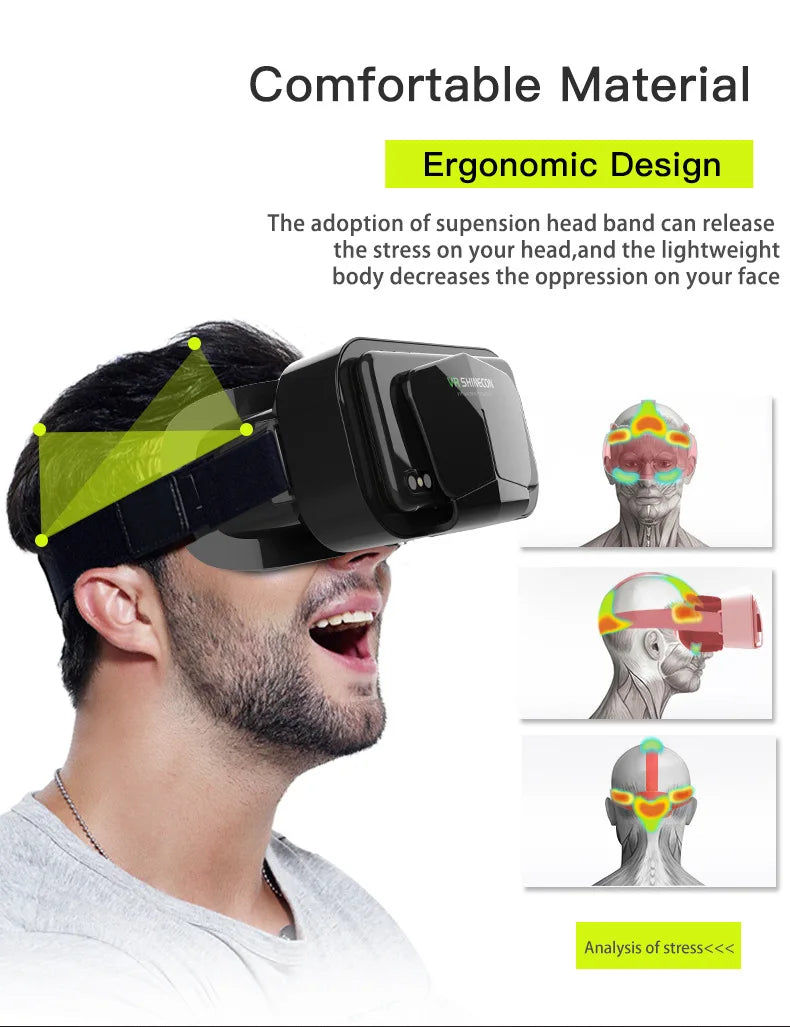 Shinecon VR Glasses 3D Headset Virtual Reality Devices Helmet Viar Lenses Goggle Smartphone Cell Phone Smart Games Mobile Viewer