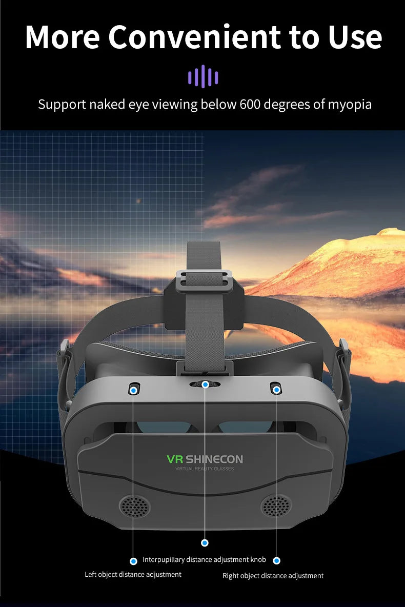 Shinecon VR Glasses 3D Headset Virtual Reality Devices Helmet Viar Lenses Goggle Smartphone Cell Phone Smart Games Mobile Viewer