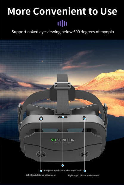 Shinecon VR Glasses 3D Headset Virtual Reality Devices Helmet Viar Lenses Goggle Smartphone Cell Phone Smart Games Mobile Viewer