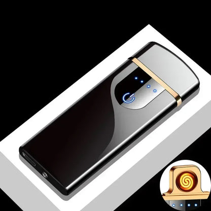New Electric Windproof Metal Lighter Double Arc Flameless Plasma Rechargeable USB Lighter LED Power Display Touch Lighters Gift