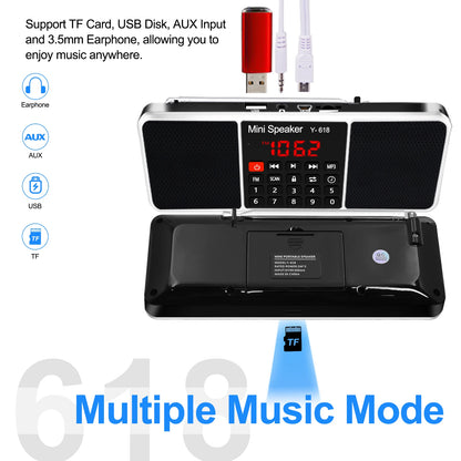 Lefon Digital FM Radio Receiver Speaker Stereo MP3 Player Support TF Card USB Drive LED Display Time Shutdown Portable Radios
