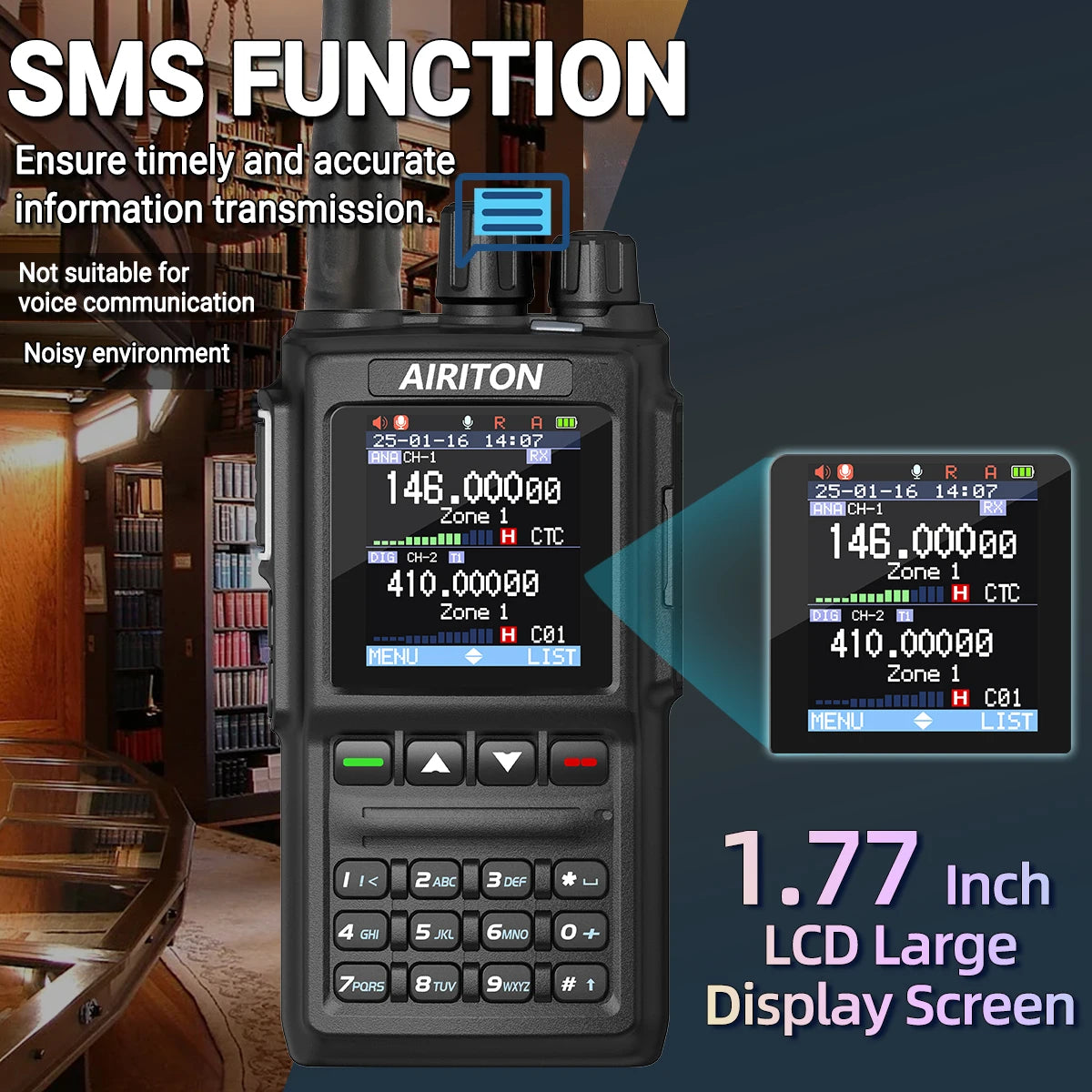 AIRITON DM-168 DMR Digital Analog  Walkie Talkie Dual Mode AES256 Encryption Amateur for AT-D168UV with Type-C Two Way Radio