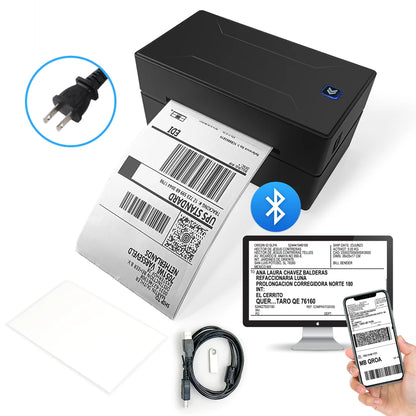 Bluetooth HD Printer D100 Black Protable Thermal Small Shipping Label Printer Compatible with iPhone Android Mac Window