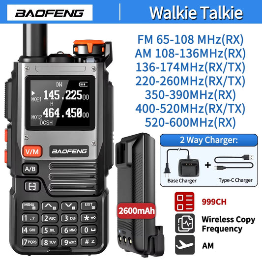 NEW Baofeng UV-K61 Walkie Talkie Air Band Wireless Copy Frequency Type-C Full Band UHF VHF DTMF NOAA UV-5R Upgraded