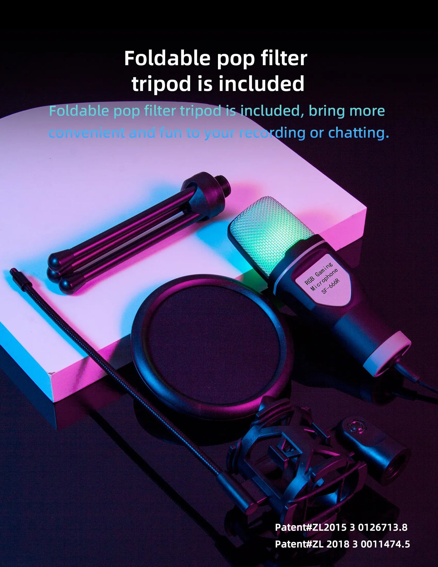 Portable USB Microphone RGB Microfone Condensador Wire Gaming Mic for Podcast Recording Studio Streaming Laptop Desktop
