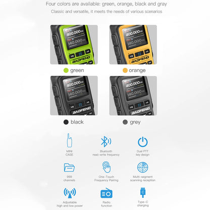 2PCS Baofeng UV-5R Mini Walkie Talkie NOAA Bluetooth Programming USB-C Charging AM Wireless Copy Frequency Full Band FM Two Way