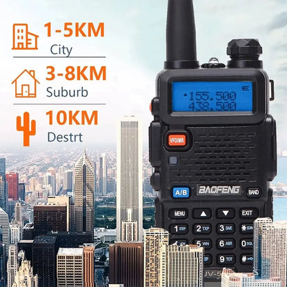 BAOFENG 5W UV-5R Dual Band VHF/UHF 136-174MHz & 400-520MHz FM Portable Two Way Radio Handheld Walkie Talkie