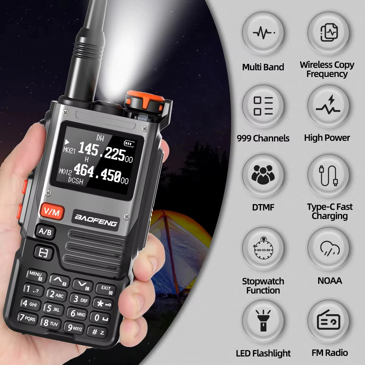 NEW Baofeng UV-K61 Walkie Talkie Air Band Wireless Copy Frequency Type-C Full Band UHF VHF DTMF NOAA UV-5R Upgraded