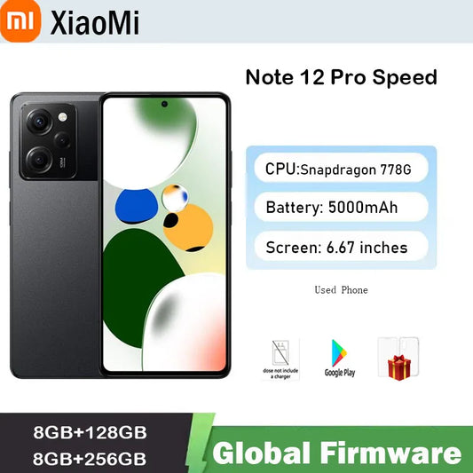 Global firmware xiaomi Redmi note 12 Pro Speed Edition Android 5G 6.67 inch 256GB  2400x1080 Original used phone