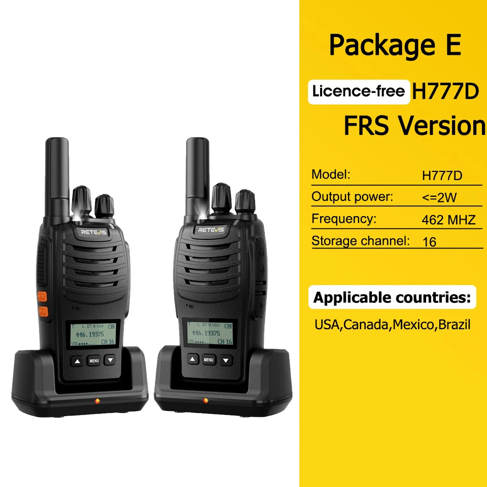 Retevis H777D (H777 Upgraded）Walkie Talkie Portable License Free LCD Display Radio Long Range Type-C Walkie-Talkies for Camping
