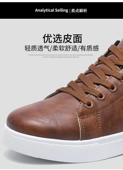 2025 Spring Classic Men Leather Casual Shoes Cross-border Hot Sale Versatile Man Sneakers Loafers Fashion Large Size Board Shoes