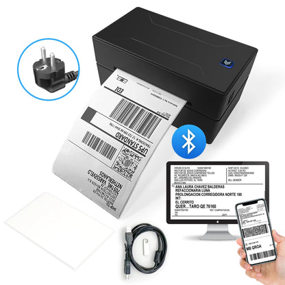 Bluetooth HD Printer D100 Black Protable Thermal Small Shipping Label Printer Compatible with iPhone Android Mac Window