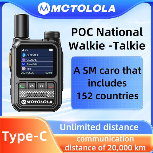 MCTOLOLA 5G LTE POC Radio Handheld Walkie Talkie Loud & Clear Horn Long Intercom Range up to 5000km for GLOBAL Communication