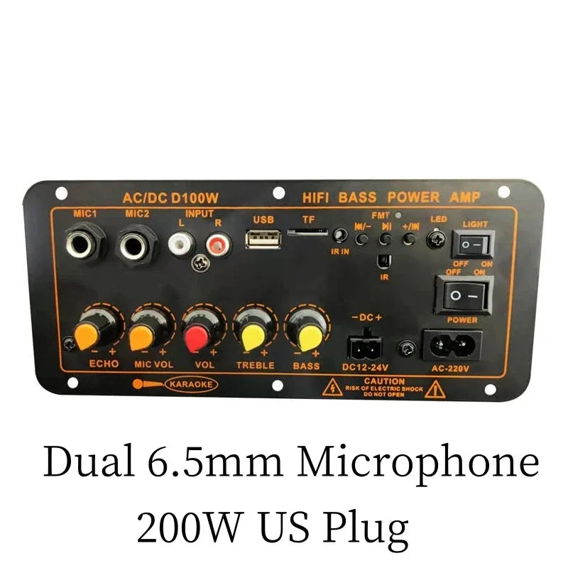 600W Bluetooth 5.0 Audio Amplifier Board D300 Dual Microphone Subwoofer Amplifier Module DC12V 24V 1CH HIFI Stereo Power AMP