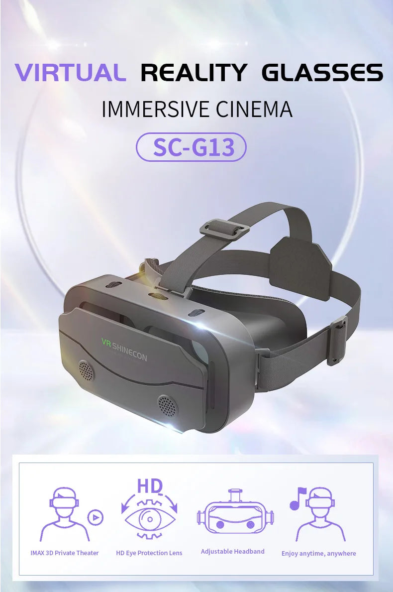 Shinecon VR Glasses 3D Headset Virtual Reality Devices Helmet Viar Lenses Goggle Smartphone Cell Phone Smart Games Mobile Viewer