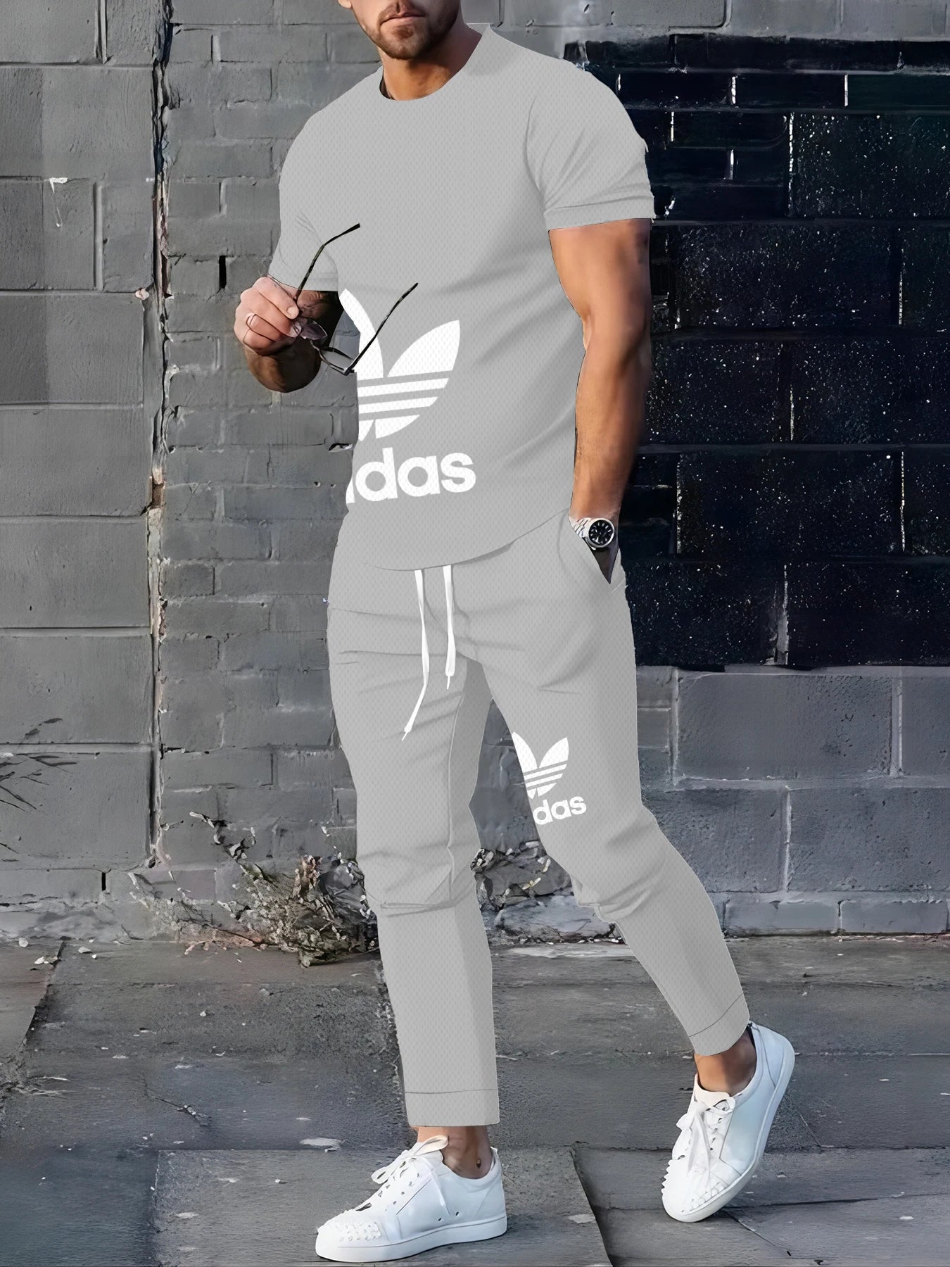 2025Hot-Selling Summer T-Shirt Pants Set Casual Brand Fitness Jogger Pants T Shirts Hip hop Fashicon Men'sTracksuit